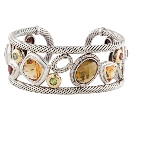 David Yurman Jewelry - EUC David Yurman Multi Stone & Diamond Mosaic Cuff